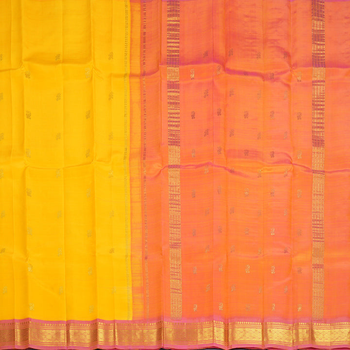 Hayagrivas Yellow Pure One-sided Border Kanjivaram Silk Saree KBF1005I1-40