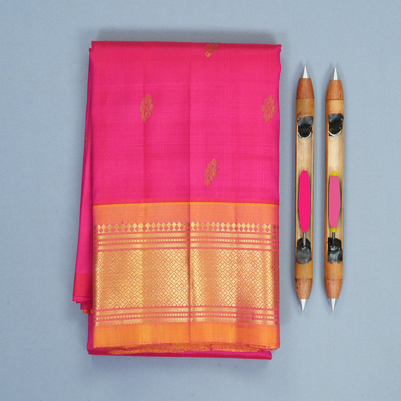 Hayagrivas Rani Pink Pure One-sided Border Kanjivaram Silk Saree KBF1005I1-41