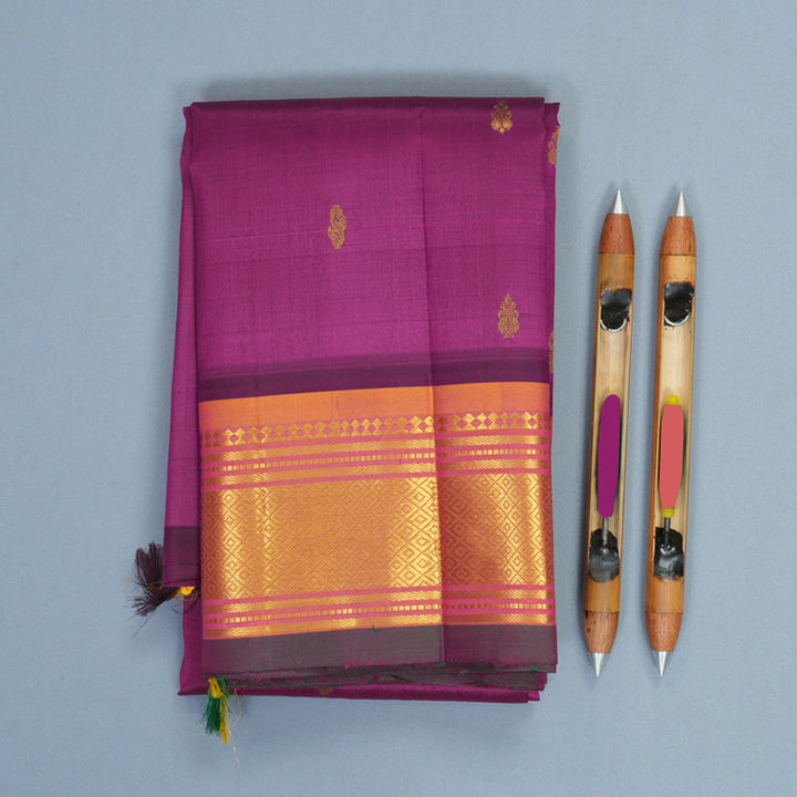 Hayagrivas Purple Pure One-sided Border Kanjivaram Silk Saree KBF1005I1-50