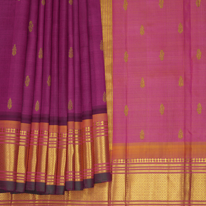 Hayagrivas Purple Pure One-sided Border Kanjivaram Silk Saree KBF1005I1-50