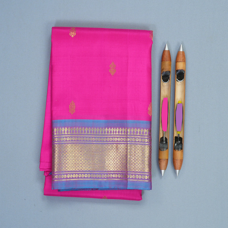 Hayagrivas Rani Pink Pure One-sided Border Kanjivaram Silk Saree KBF1005I1-53