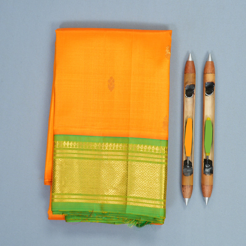 Hayagrivas Mambazham Orange Pure One-sided Border Kanjivaram Silk Saree KBF1005I1-54