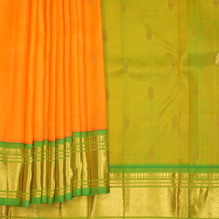 Hayagrivas Mambazham Orange Pure One-sided Border Kanjivaram Silk Saree KBF1005I1-54