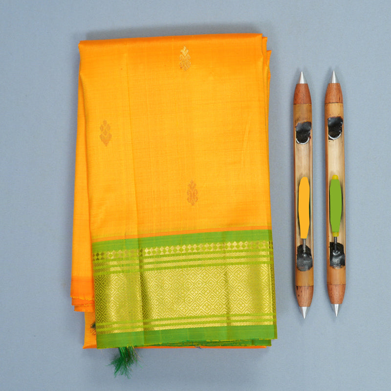 Hayagrivas Mambazham Orange Pure One-sided Border Kanjivaram Silk Saree KBF1005I1-55