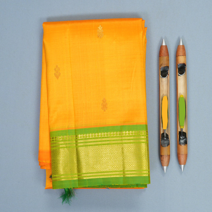 Hayagrivas Mambazham Orange Pure One-sided Border Kanjivaram Silk Saree KBF1005I1-55