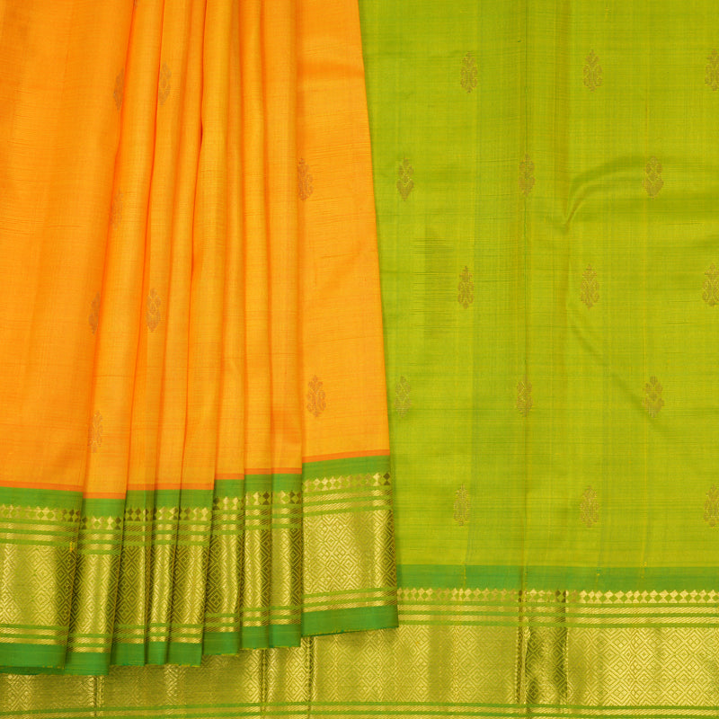 Hayagrivas Mambazham Orange Pure One-sided Border Kanjivaram Silk Saree KBF1005I1-55