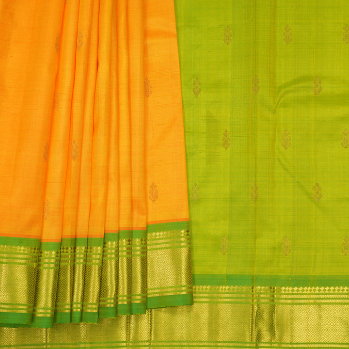 Hayagrivas Mambazham Orange Pure One-sided Border Kanjivaram Silk Saree KBF1005I1-55