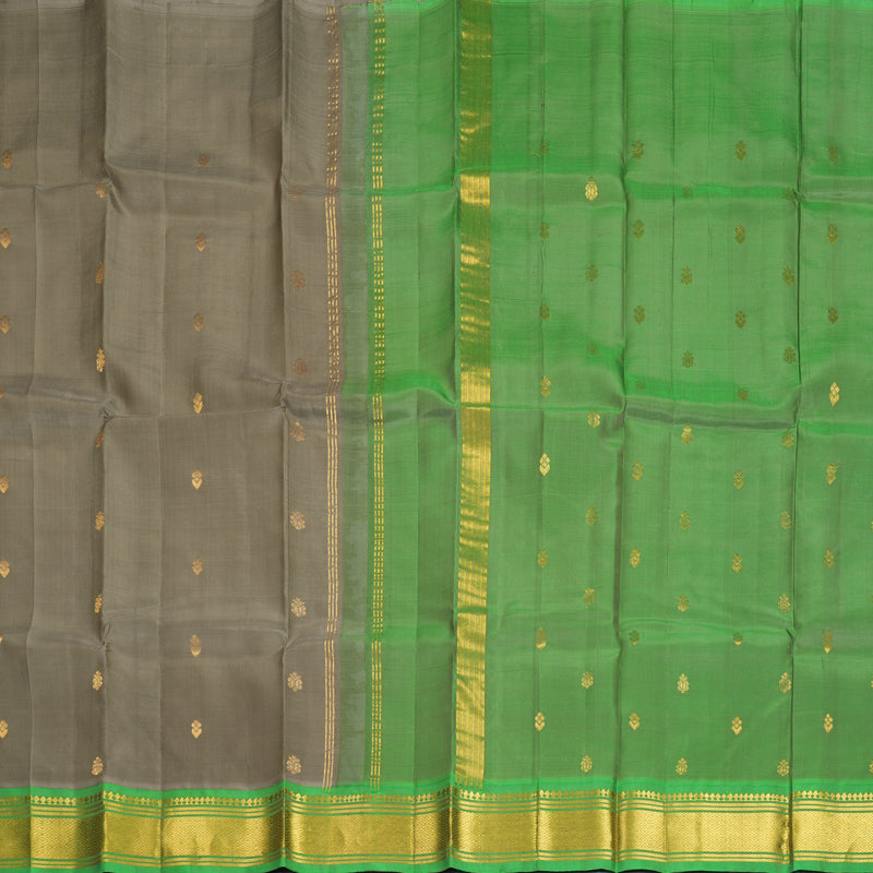Hayagrivas Grey Pure One-sided Border Kanjivaram Silk Saree KBF1005I1-7