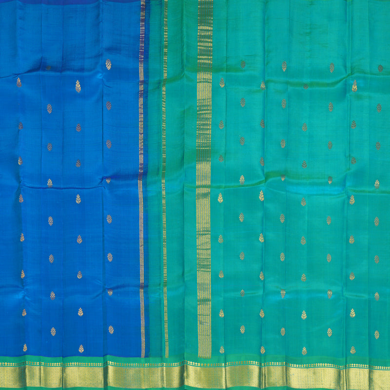 Hayagrivas Ananda Blue Pure One-sided Border Kanjivaram Silk Saree KBF1005I1-9