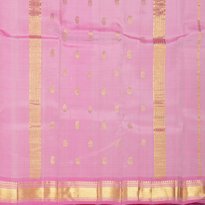 Hayagrivas Baby Pink Pure One-sided Border Kanjivaram Silk Saree KBF1005I2-1
