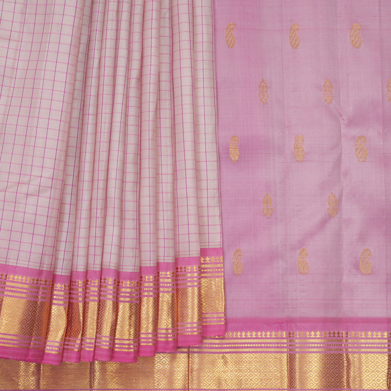 Hayagrivas Baby Pink Pure One-sided Border Kanjivaram Silk Saree KBF1005I2-1