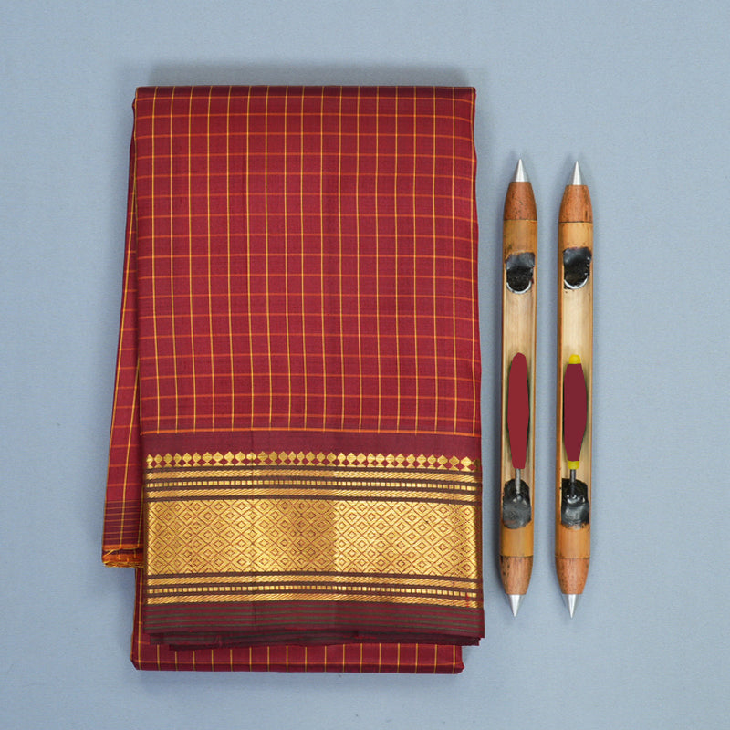 Hayagrivas Maroon Pure One-sided Border Kanjivaram Silk Saree KBF1005I2-2