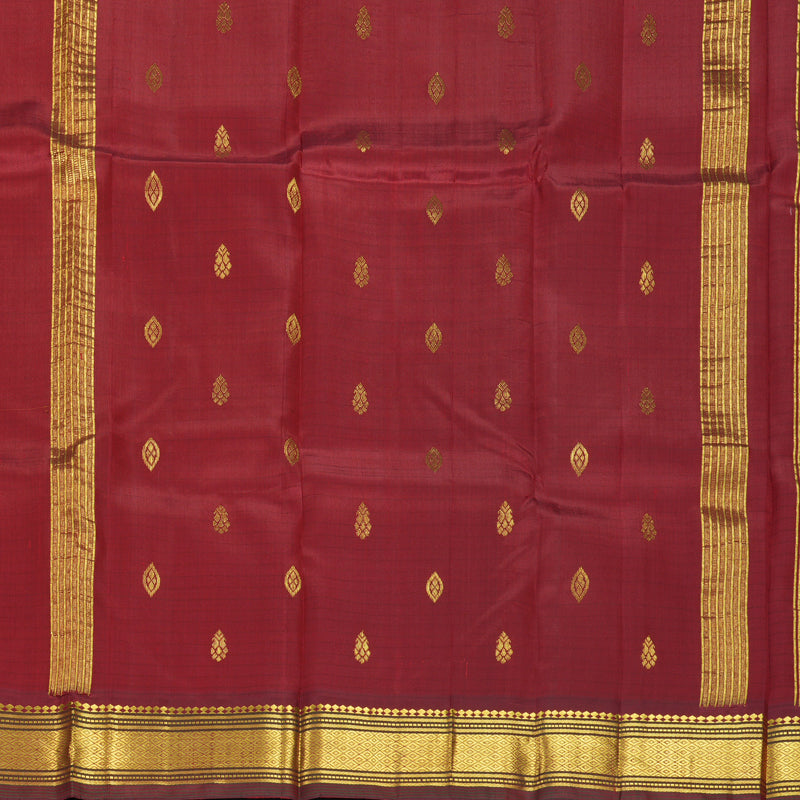 Hayagrivas Maroon Pure One-sided Border Kanjivaram Silk Saree KBF1005I2-2