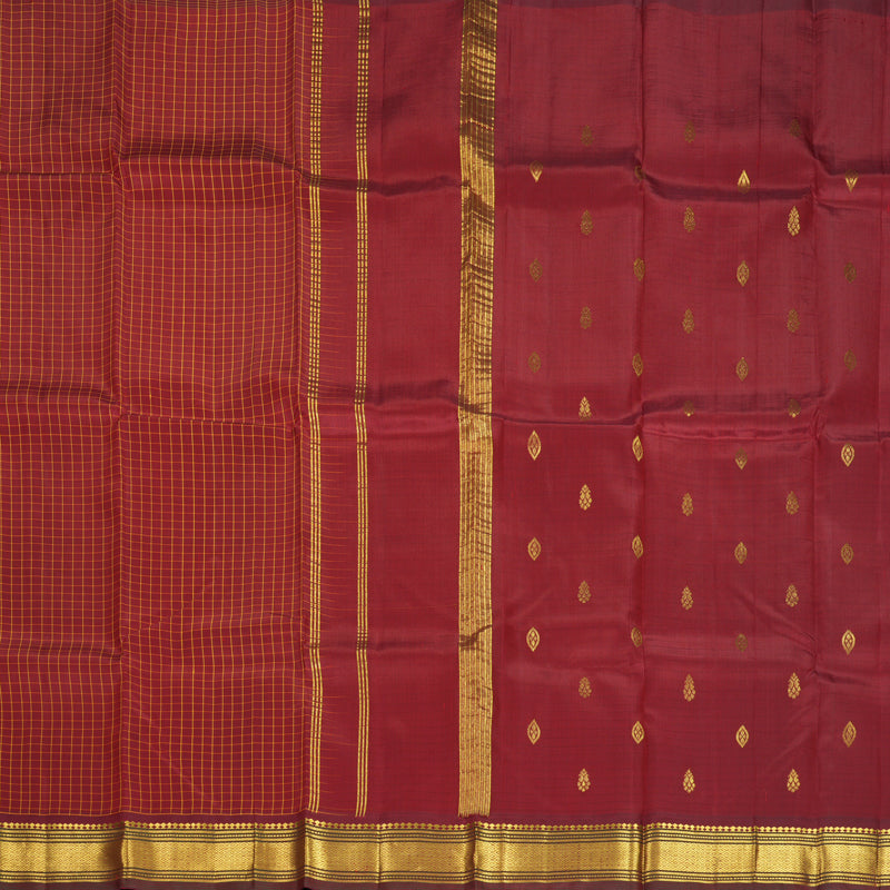 Hayagrivas Maroon Pure One-sided Border Kanjivaram Silk Saree KBF1005I2-2