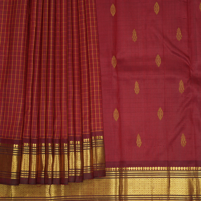 Hayagrivas Maroon Pure One-sided Border Kanjivaram Silk Saree KBF1005I2-2