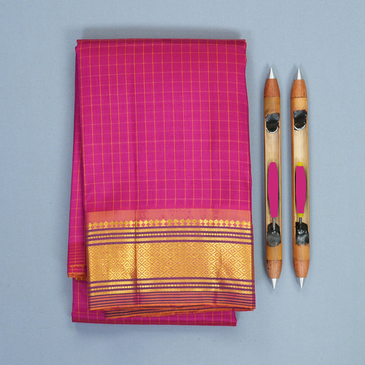 Hayagrivas Pink Pure One-sided Border Kanjivaram Silk Saree KBF1005I2-3