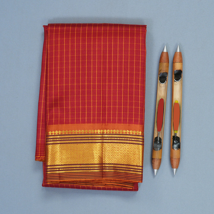 Hayagrivas Maroon Pure One-sided Border Kanjivaram Silk Saree KBF1005I2-5
