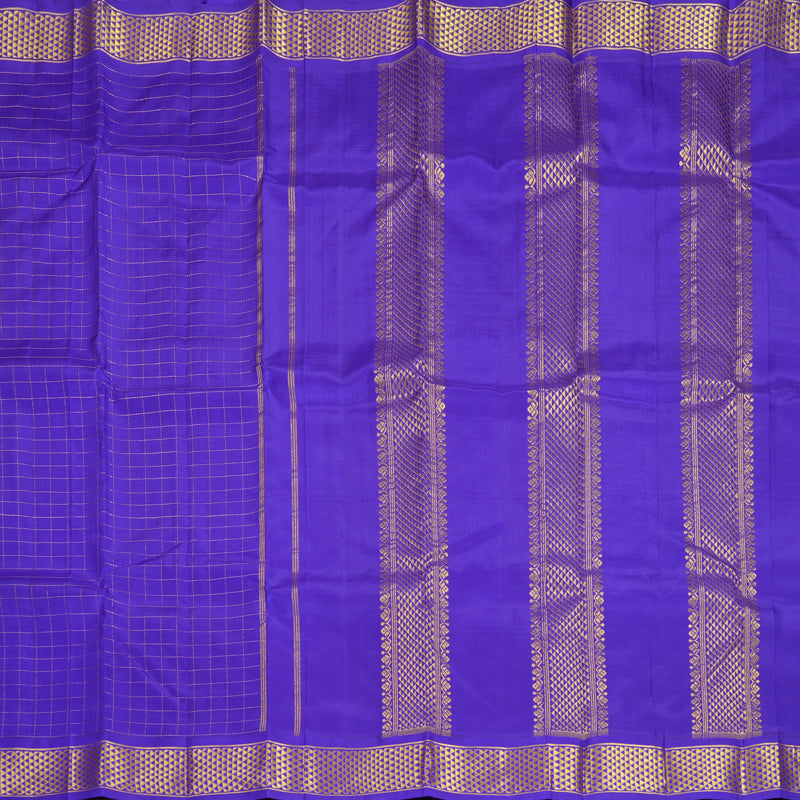 Hayagrivas Handloom Purplish-Blue Kanjivaram Silk Saree KBF1005I3-4