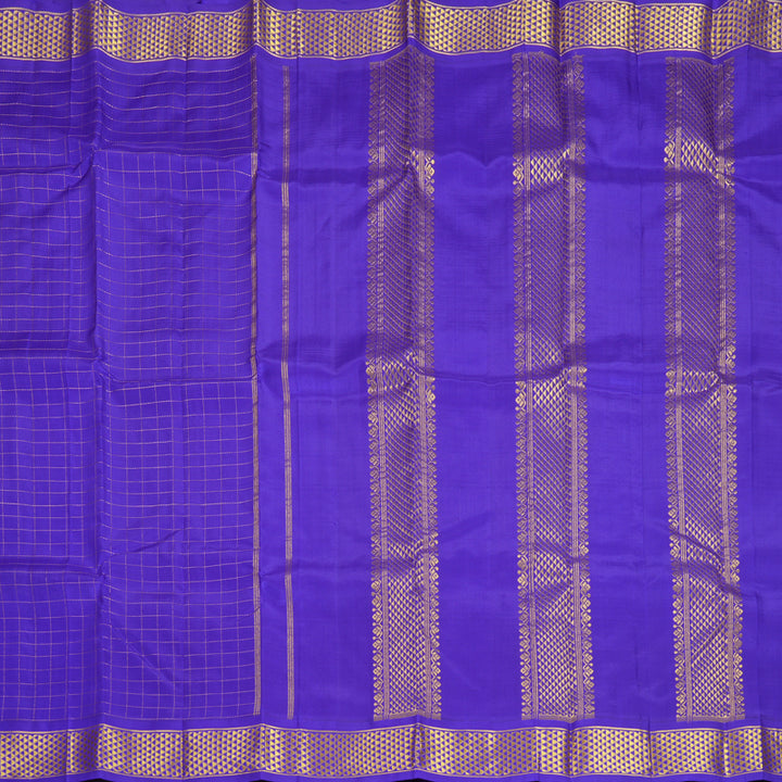 Hayagrivas Handloom Purplish-Blue Kanjivaram Silk Saree KBF1005I3-4