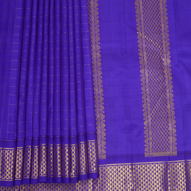 Hayagrivas Handloom Purplish-Blue Kanjivaram Silk Saree KBF1005I3-4