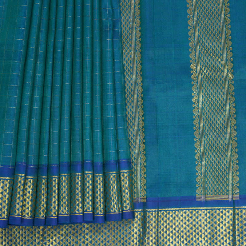 Hayagrivas Handloom Peacock Green Kanjivaram Silk Saree KBF1005I3-6