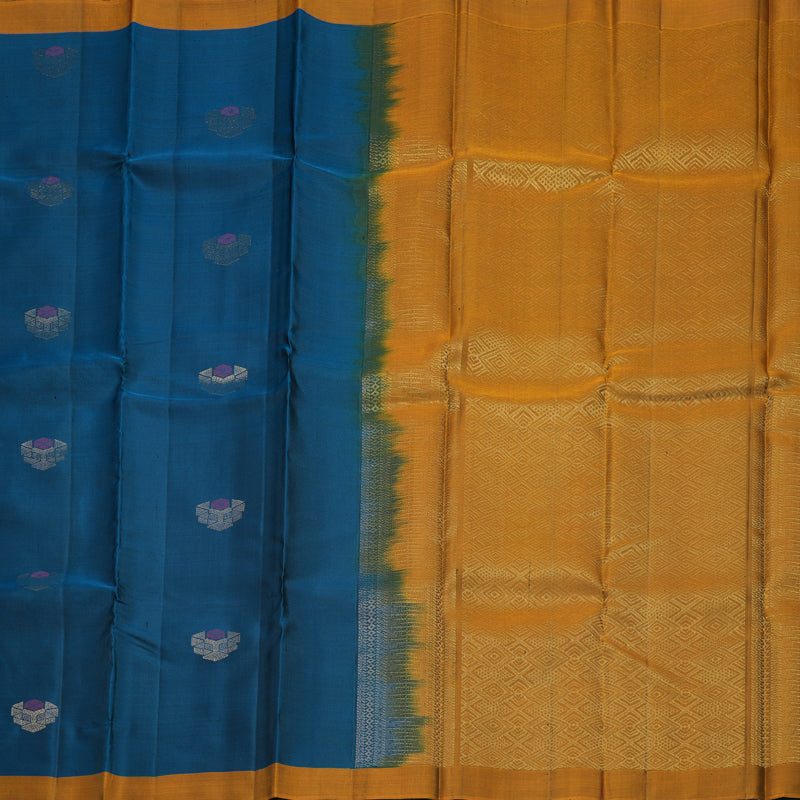 Hayagrivas Peacock Blue Handloom Soft Silk Saree KBF1007I1-19