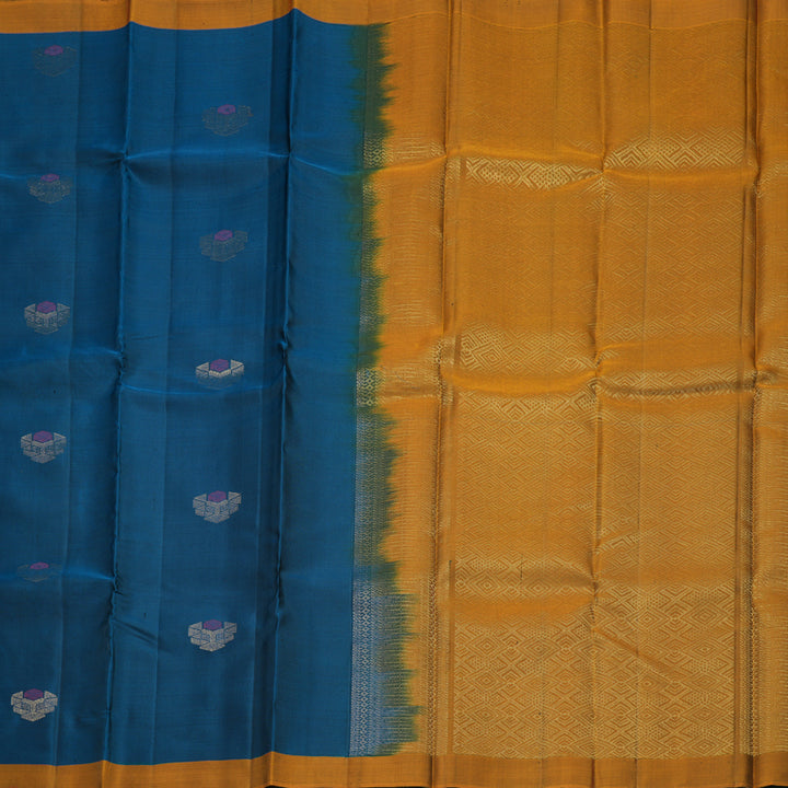 Hayagrivas Peacock Blue Handloom Soft Silk Saree KBF1007I1-19