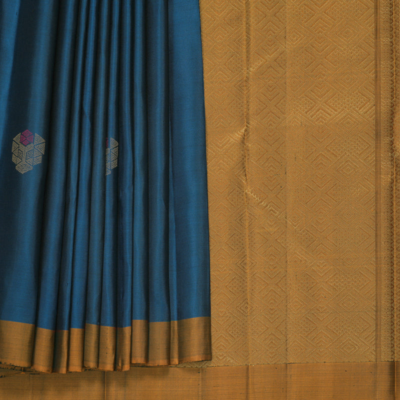 Hayagrivas Peacock Blue Handloom Soft Silk Saree KBF1007I1-19