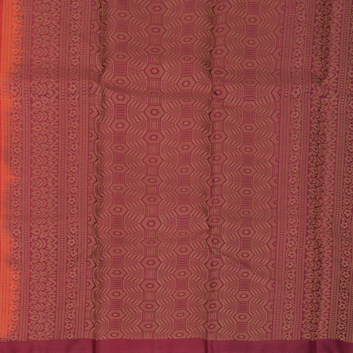 Hayagrivas Reddish-Orange Handloom Soft Silk Saree KBF1007I1-21