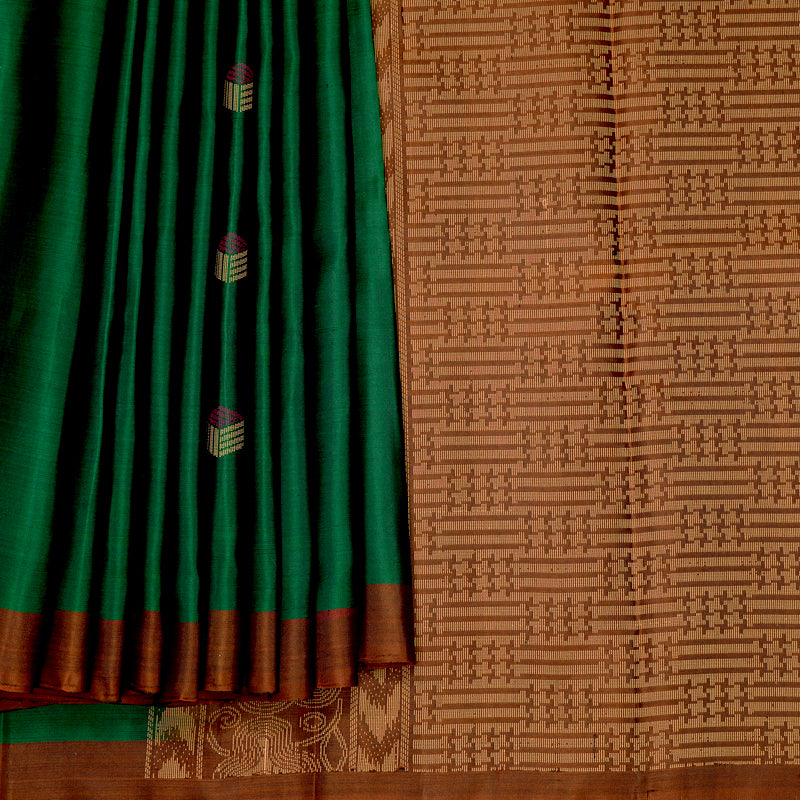 Hayagrivas Bottle Green Handloom Soft Silk Saree KBF1007I1-36