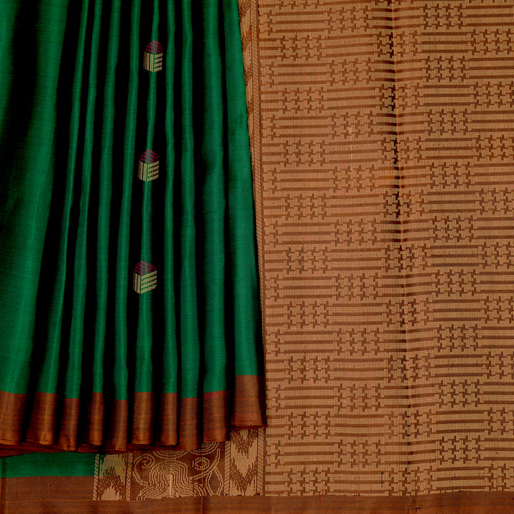 Hayagrivas Bottle Green Handloom Soft Silk Saree KBF1007I1-36