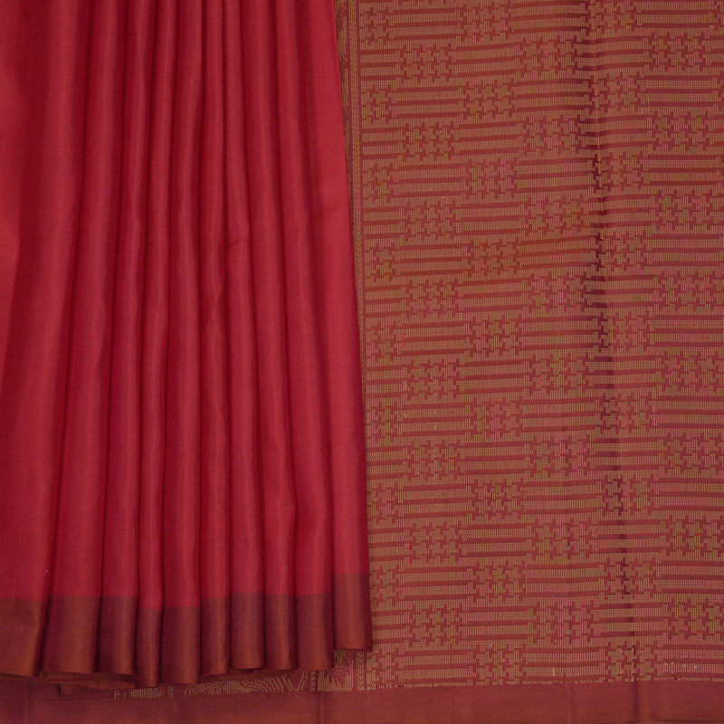 Hayagrivas Reddish-Orange Handloom Soft Silk Saree KBF1007I1-4