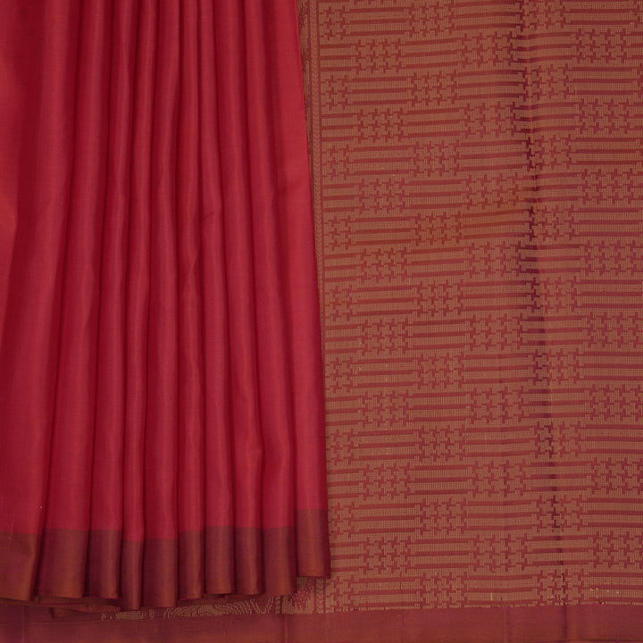 Hayagrivas Reddish-Orange Handloom Soft Silk Saree KBF1007I1-4