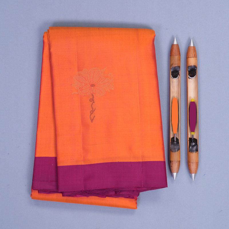 Hayagrivas Orange Handloom Soft Silk Saree KBF1007I1-7
