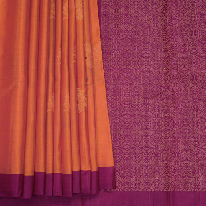 Hayagrivas Orange Handloom Soft Silk Saree KBF1007I1-7
