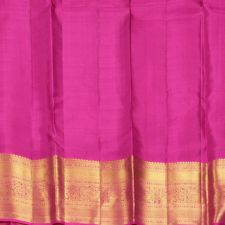 Hayagrivas Handloom Midnight Blue Kanjivaram Silk Saree with Pink Border KBF1008I1-1