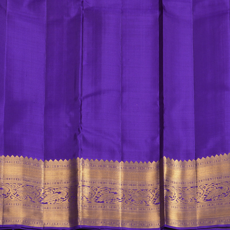Hayagrivas Handloom Red Kanjivaram Silk Saree with Purplish-Blue Border KBF1008I1-2