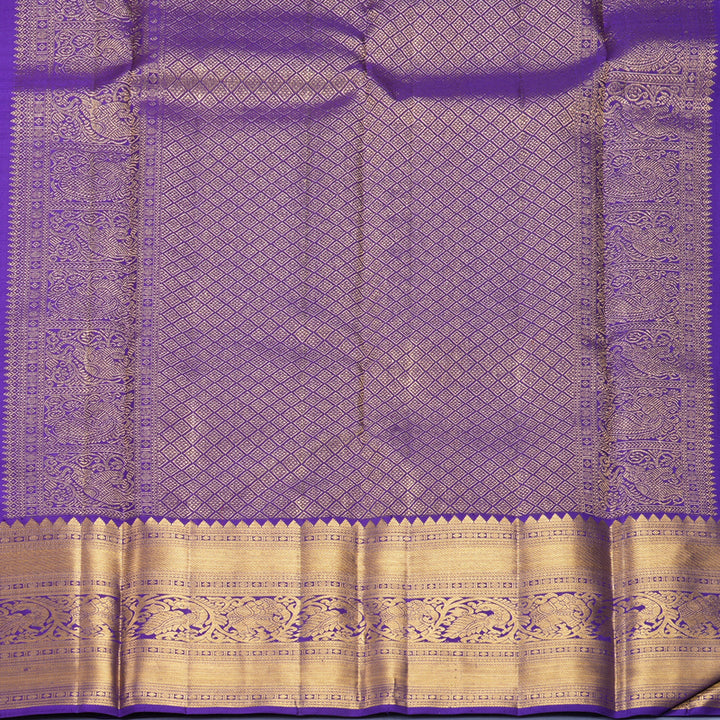 Hayagrivas Handloom Red Kanjivaram Silk Saree with Purplish-Blue Border KBF1008I1-2