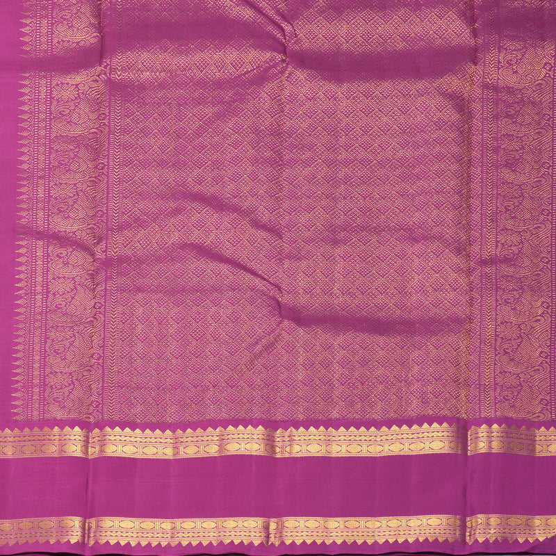 Hayagrivas Handloom Mustard Yellow Kanjivaram Silk Saree with Vadamalli Purple Border KBF1008I2-2