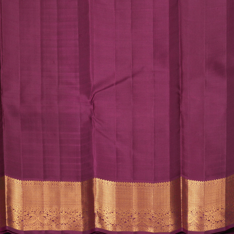 Hayagrivas Handloom Mambazham Orange Kanjivaram Silk Saree with Magenta-Purple Border KBF1008I2-4