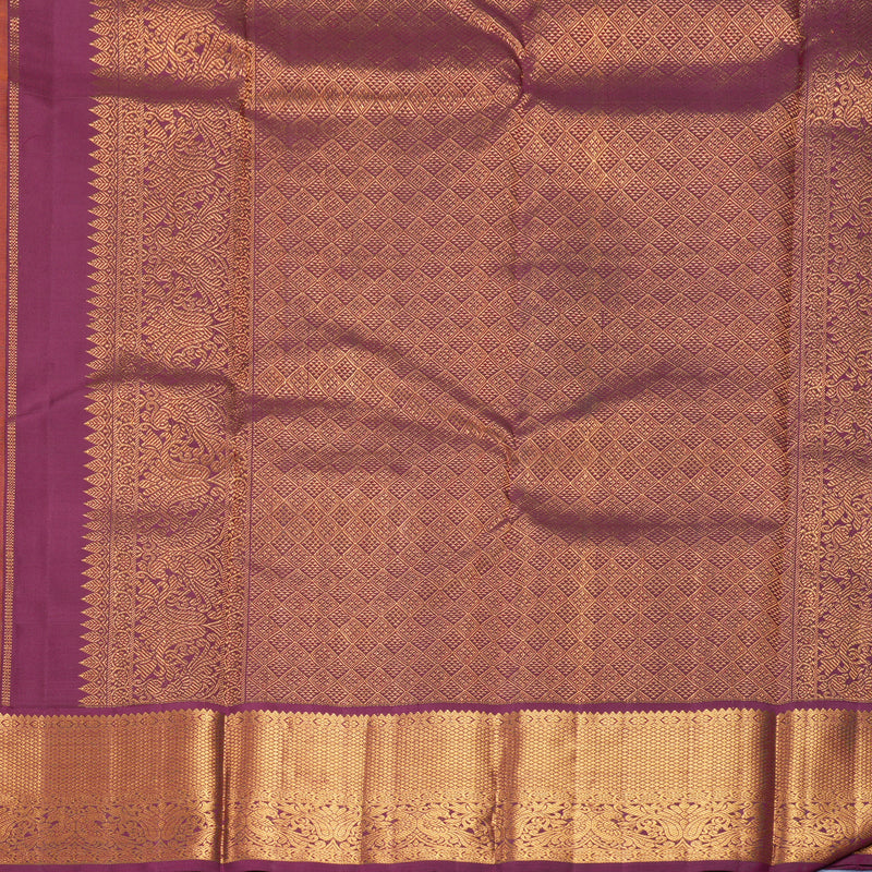 Hayagrivas Handloom Mambazham Orange Kanjivaram Silk Saree with Magenta-Purple Border KBF1008I2-4