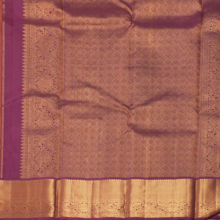 Hayagrivas Handloom Mambazham Orange Kanjivaram Silk Saree with Magenta-Purple Border KBF1008I2-4