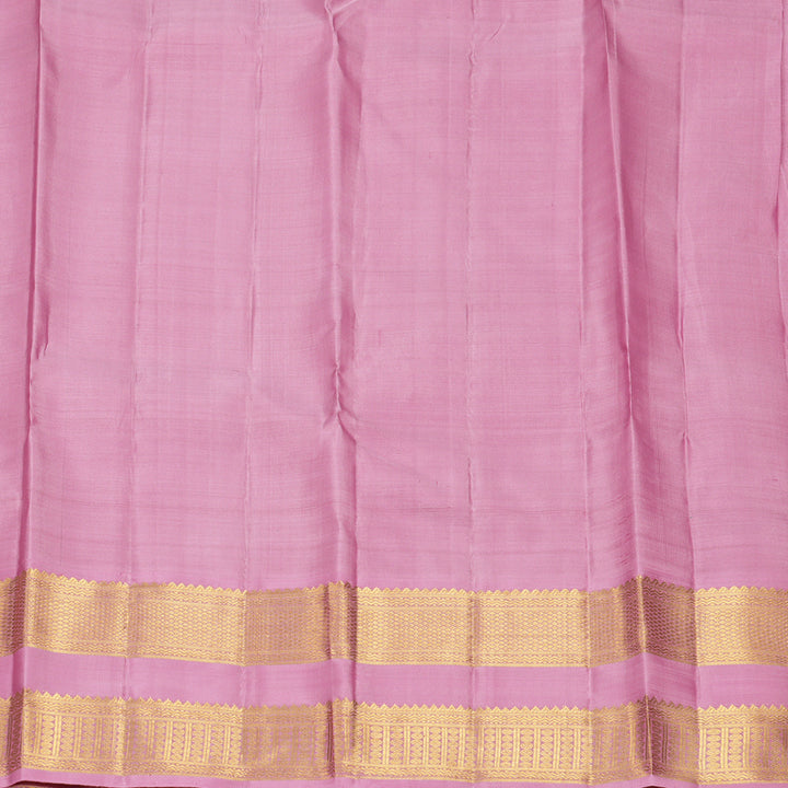Hayagrivas Handloom Beige-Yellow Kanjivaram Silk Saree with Rose Pink Border KBF1008I3-3