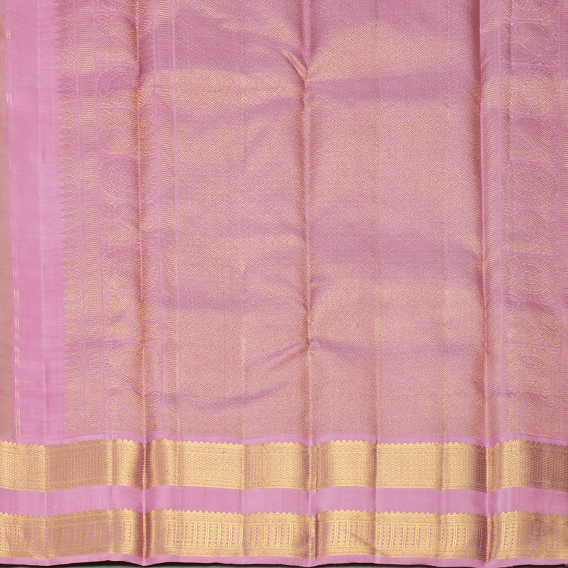 Hayagrivas Handloom Beige-Yellow Kanjivaram Silk Saree with Rose Pink Border KBF1008I3-3