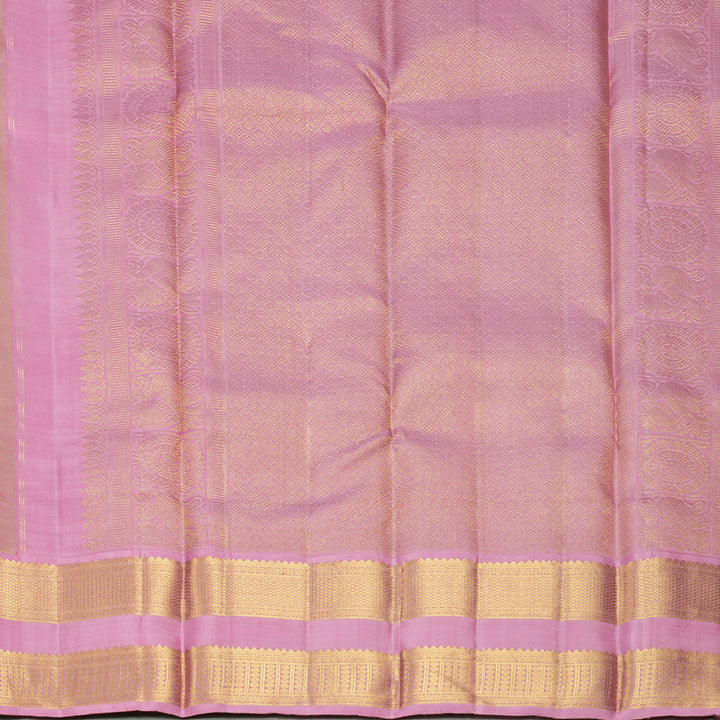 Hayagrivas Handloom Beige-Yellow Kanjivaram Silk Saree with Rose Pink Border KBF1008I3-3