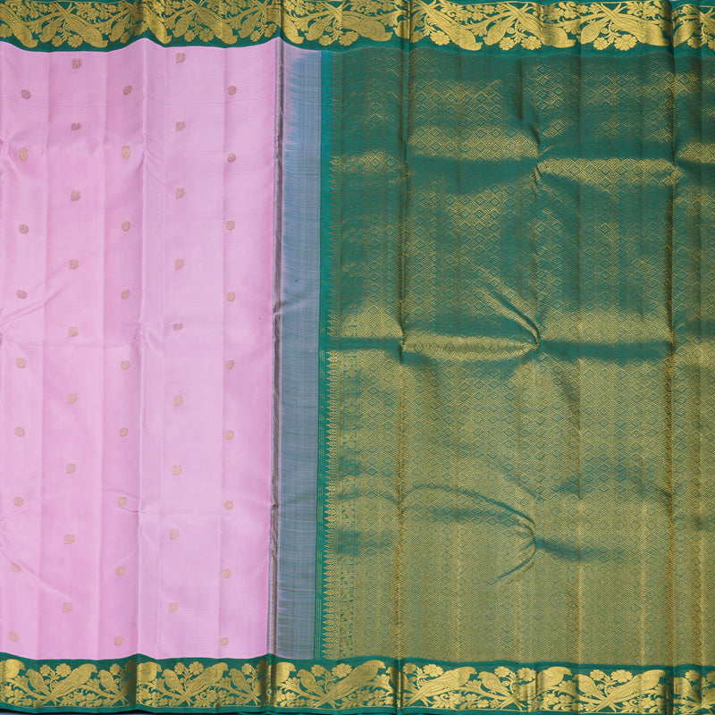 Hayagrivas Handloom Lotus Pink Kanjivaram Silk Saree with Ramar Green Border KBF1008I4-1