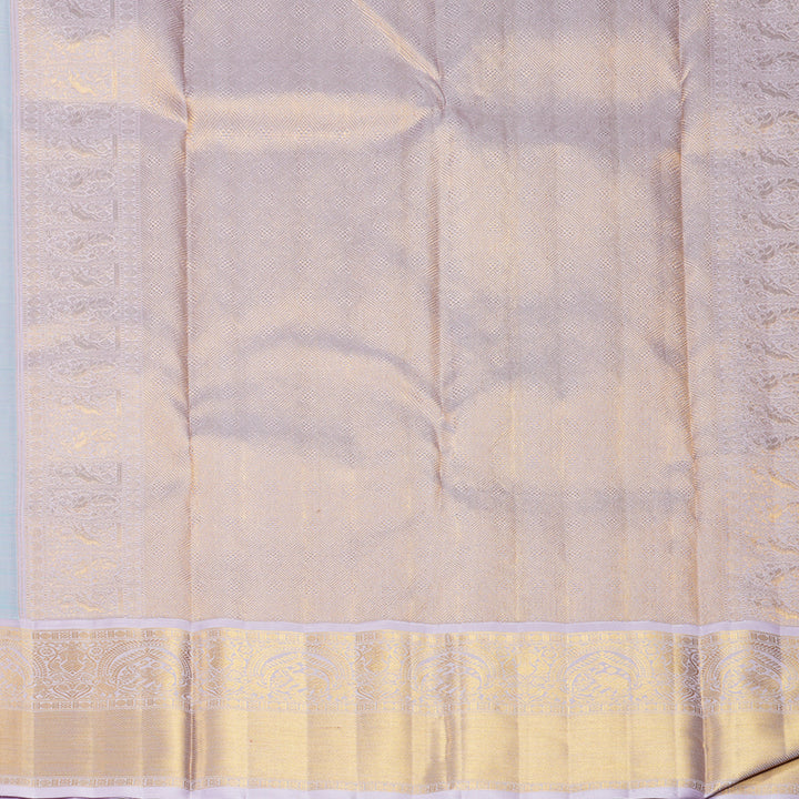 Hayagrivas Handloom Bright Teal Kanjivaram Silk Saree with Lilac Border KBF1008I5-1