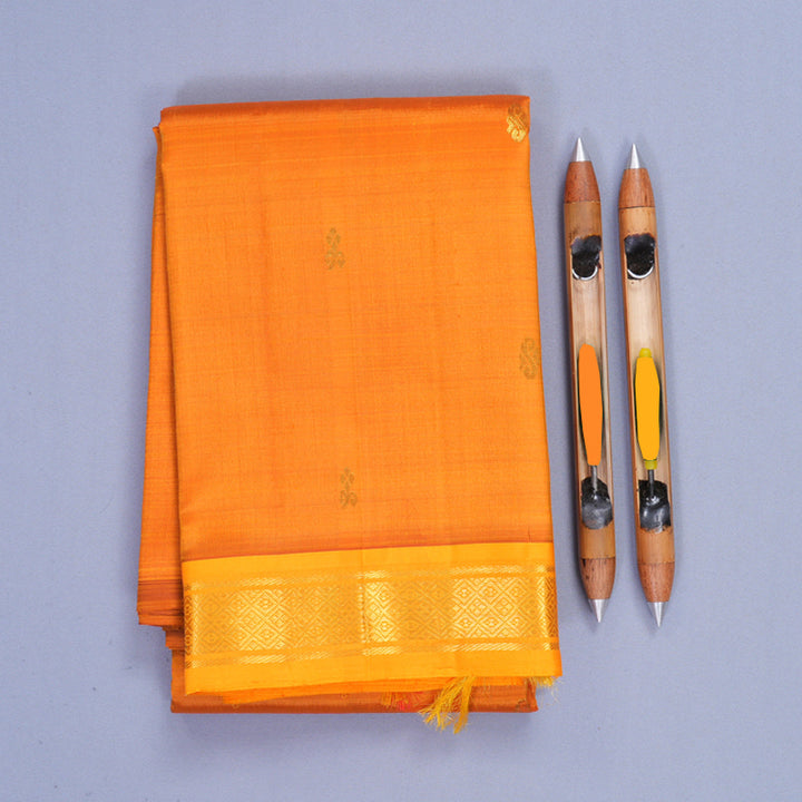 Hayagrivas Orange Pure One-sided Border Kanjivaram Silk Saree KBF1010I1-11