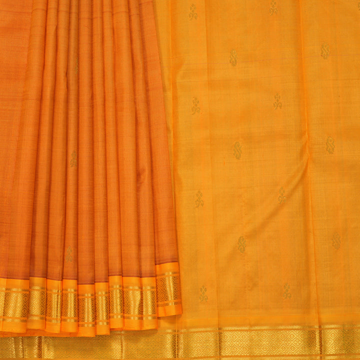 Hayagrivas Orange Pure One-sided Border Kanjivaram Silk Saree KBF1010I1-11