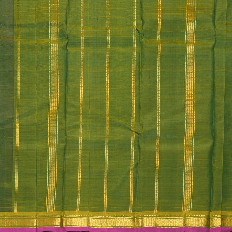 Hayagrivas Bottle Green Pure One-sided Border Kanjivaram Silk Saree KBF1010I1-2